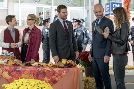 Paul Blackthorne, Stephen Amell, Juliana Harkavy, Emily Bett Rickards, and Jack Moore in Arrow (2012)