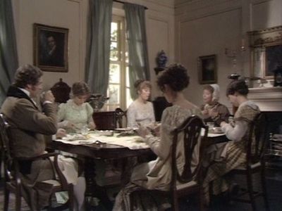 Sabina Franklyn, Elizabeth Garvie, Clare Higgins, Priscilla Morgan, Tessa Peake-Jones, and Moray Watson in Pride and Pre
