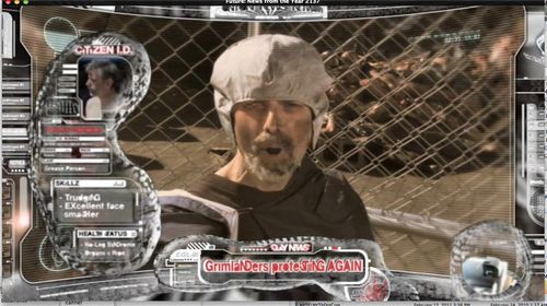Michael Gnat as Director of the Remaining Families Coalition in Onion News Networks dazzling 'News from the Year 2137'.
