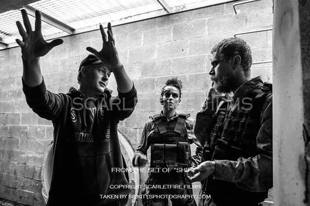 On set of the sci-fi film Shift