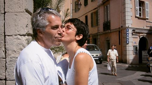 Ghislaine Maxwell and Jeffrey Epstein in Ghislaine: Partner in Crime (2022)