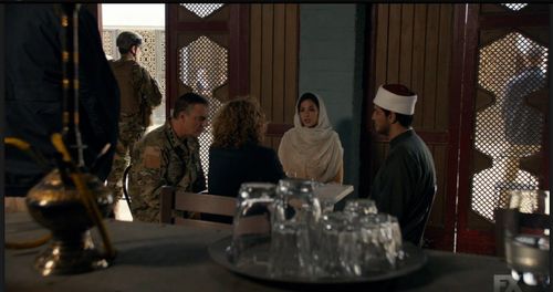 Leslie Hope, Chris Noth, Kal Naga, and Moran Atias in Tyrant (2014)