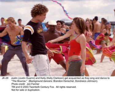 Brandon Henschel, Kelly Clarkson, Justin Guarini, and Dondraico Johnson in From Justin to Kelly (2003)