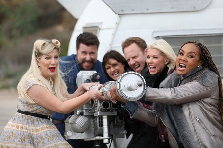 Vivica A. Fox, Tori Spelling, Tara Reid, Ian Ziering, Dean McDermott, and Cassandra Scerbo in The Last Sharknado: It's A