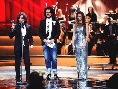 Philipp Kirkorov and Valeriy Leontev at an event for Rossiyskaya natsionalnaya muzykalnaya premiya 2015 (2015)
