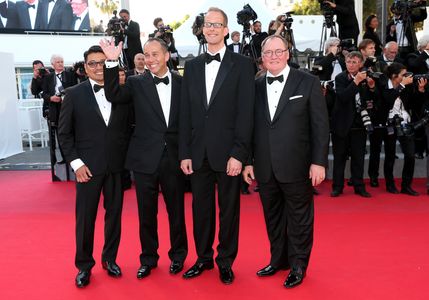 John Lasseter, Ronnie Del Carmen, Pete Docter, Jonas Rivera, and Del Carmen at an event for Inside Out (2015)