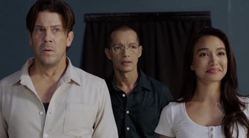 Arthur Acuña, Christian Kane, and Samantha Richelle in Almost Paradise (2020)