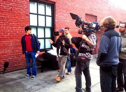 Director Kelly L. King explains the visual effect shots during the shooting of a commercial.