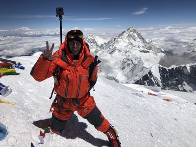 Alex on the Summit of Mt. Everest (29,029 Feet / 8848 Meters) for 'THE QUEST' Series