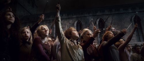 Robbie Coltrane, Rupert Grint, Gemma Jones, Emma Watson, William Melling, Evanna Lynch, and Anna Shaffer in Harry Potter