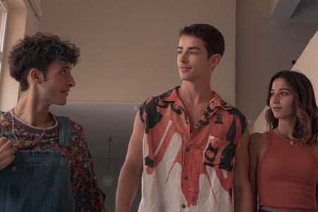 Manu Ríos, Amaia Aberasturi, and Daniel Ibáñez in The Age of Anger (2022)