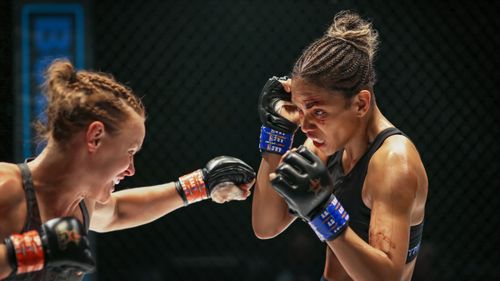 Halle Berry and Valentina Shevchenko in Bruised (2020)
