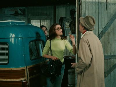 Jacques Tati, Maria Kimberly, and Marcel Fraval in Trafic (1971)