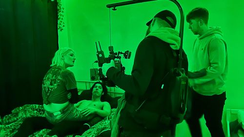 On set for Nothing Goes