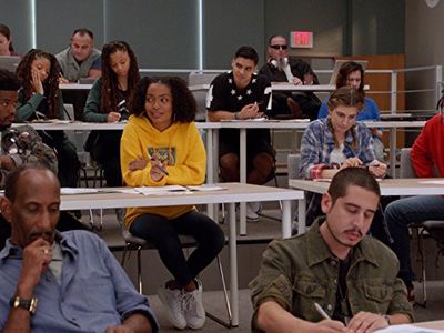 Chloe Bailey, Emily Arlook, Halle Bailey, Yara Shahidi, Trevor Jackson, Jordan Buhat, and Luka Sabbat in Grown-ish (2018