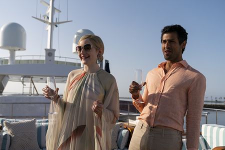 Julia Garner and Saamer Usmani in Inventing Anna: The Devil Wore Anna (2022)