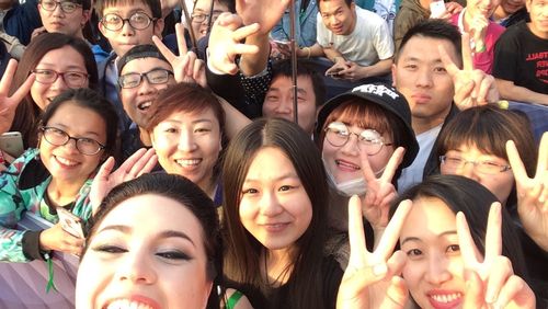 Elysha Jackson with fans at the Beijing International Film Festival