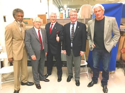 Harry Morgan Moses, 2nd from right, on set at The Bold and the Beautiful, CBS Studios