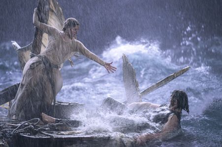 Morfydd Clark and Charlie Vickers in The Lord of the Rings: The Rings of Power: Adrift (2022)