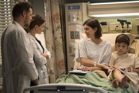 Justin Chambers, Caterina Scorsone, Steele Gagnon, and Caitlin McGee in Grey's Anatomy (2005)