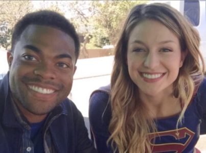Joshua Triplett and Melissa Benoist on set of Supergirl