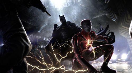 Michael Keaton and Ezra Miller in The Flash (2023)