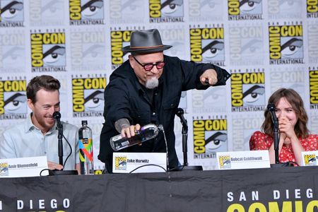 Bobcat Goldthwait, Tara Lynne Barr, and Jake Hurwitz at an event for Bobcat Goldthwait's Misfits & Monsters (2018)