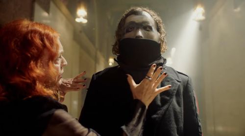 Iris Karina on set of Slipknot Unsainted with Corey Taylor