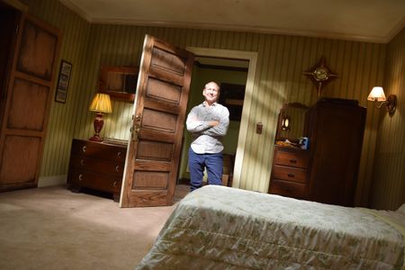 Michael Shaw on the set of Lodge 49