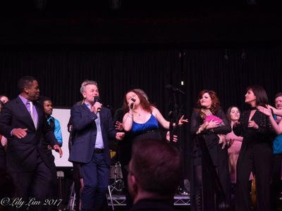 Sam Harris and Megan Frances performing in a Broadway Arts Benefit with Faith Prince, Joan Ryan, and Kerry Butler(not pi