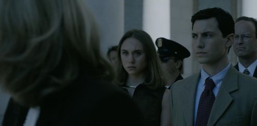 Emma Malouff plays Allison Tripp, alongside Sarah Paulson who portrays Linda Tripp (Left),and Ryan Nassif as Ryan Tripp