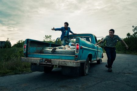 David Alpay, Catalina Sandino Moreno, Corteon Moore, and Ricky He in From: Long Day's Journey Into Night (2022)