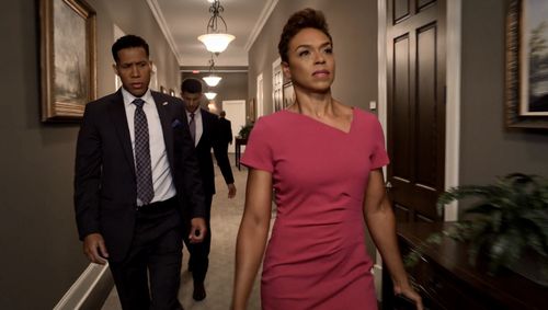 Gillian White as US Press Secretary Diane Wilmont in Tyler Perry’s The Oval.