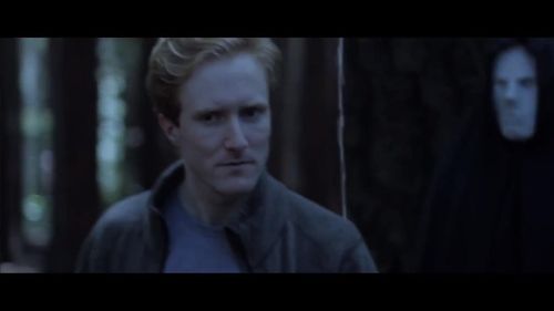 Production still from Fog Dive (2015),as the Follower (Ian Dick) is discovered.