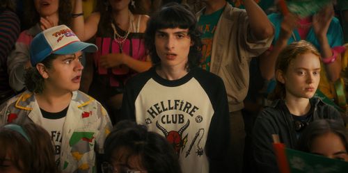 Sadie Sink, Finn Wolfhard, and Gaten Matarazzo in Stranger Things: Chapter One: The Hellfire Club (2022)