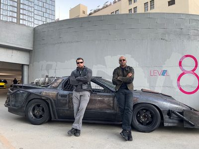 Mark Huber and Tony Brakohiapa filming Nissan Presents: Thrill Driver (2022)