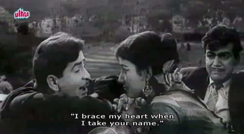 Raj Kapoor, Mehmood, and Shakila in Shriman Satyawadi (1960)