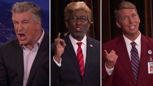Alec Baldwin, Jack McBrayer, and Pierre Bernard Jr. in Conan (2010)