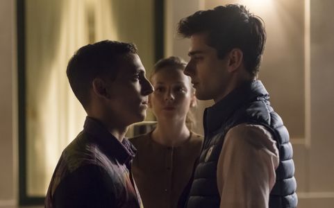 Miguel Herrán, Ester Expósito, and Álvaro Rico in Elite (2018)