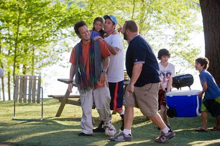 Adam Sandler, Rob Schneider, Kevin James, Jake Goldberg, and Cameron Boyce in Grown Ups (2010)