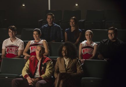 Lea Michele, Matthew Morrison, Marshall Williams, Becca Tobin, Billy Lewis Jr., Samantha Marie Ware, and Laura Dreyfuss 