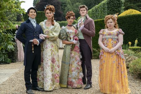 James Phoon, Nicola Coughlan, Bessie Carter, Lorn Macdonald, and Harriet Cains in Bridgerton (2020)