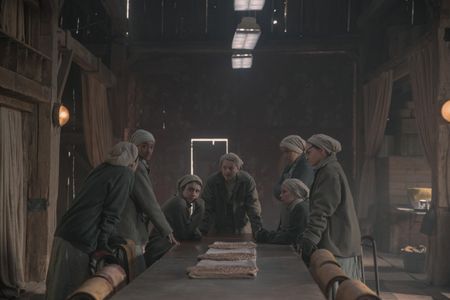 Elisabeth Moss, Nina Kiri, Madeline Brewer, and Bahia Watson in The Handmaid's Tale: Nightshade (2021)