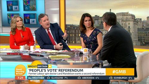 Piers Morgan, Susanna Reid, Peter Mandelson, and Charlotte Hawkins in Good Morning Britain (2014)