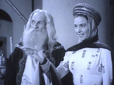 Pat Barton and William Fawcett in The Adventures of Sir Galahad (1949)