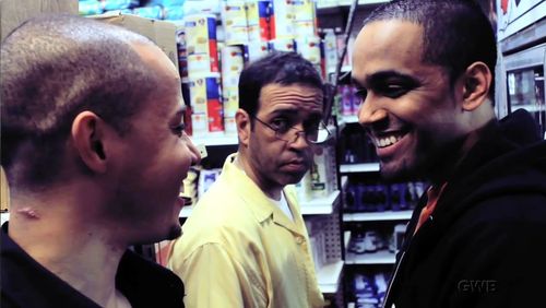 Luis isn't trying to laugh and break character like Rayniel and I just did. lol Good Times! On the set of 