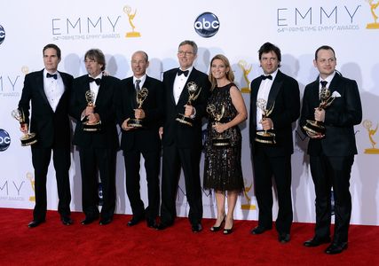 Henry Bromell, Alexander Cary, Alex Gansa, Howard Gordon, Chip Johannessen, Meredith Stiehm, and Gideon Raff at an event