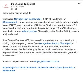 Writer Adam Lorenzo is a Keynote Speaker for Cinemagic 2023