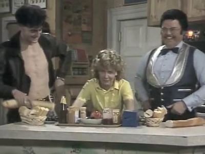 Geoffrey Durham, Sandi Toksvig, and Edward Tudor-Pole in No 73 (1982)