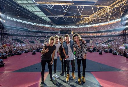 Liam Payne, Harry Styles, Zayn Malik, Niall Horan, One Direction, and Louis Tomlinson in One Direction: Where We Are - T